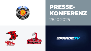 28.10.2025 - Pressekonferenz - Saale Bulls Halle vs. Hannover Scorpions