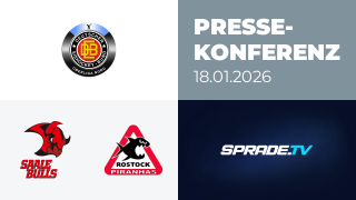 18.01.2026 - Pressekonferenz - Saale Bulls Halle vs. Rostock Piranhas